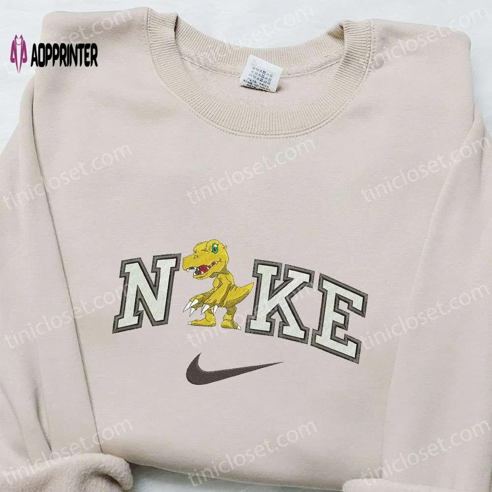 Agumon x nike anime embroidered shirt – digimon inspired nike shirt Embroidered Shirt