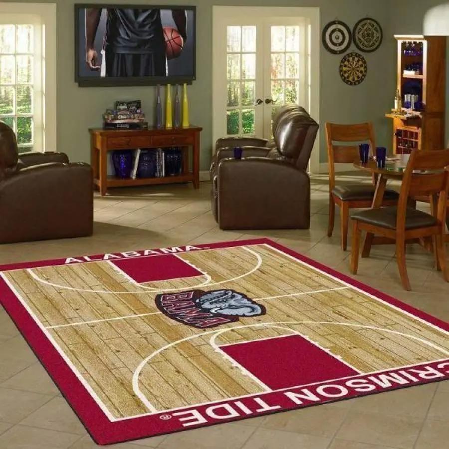 Alabama crimson tide rugs ncaa living room carpet basketball court ofd 28117 Rectangle Rug