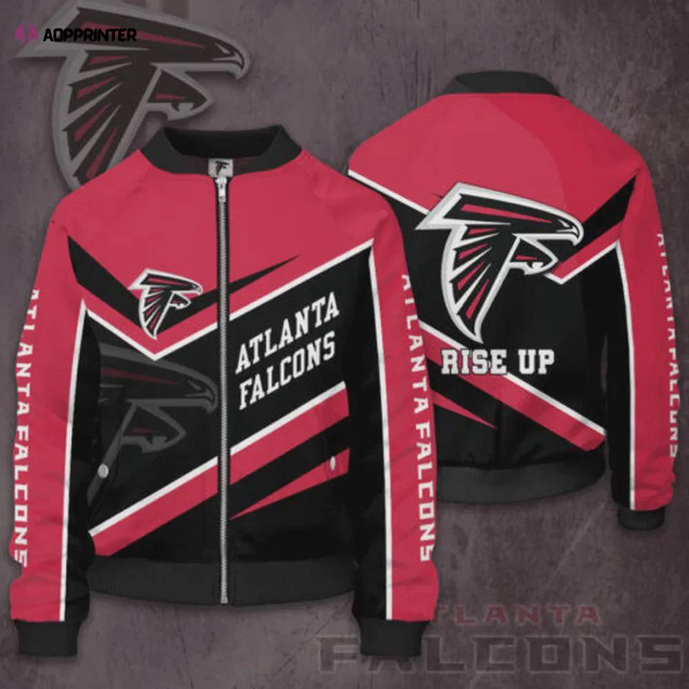 Atlanta falcons 3d logo pattern bomber jacket – red and black Bomber Jacket