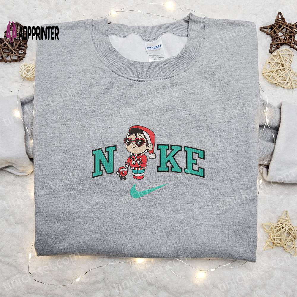 Baby benito & bad bunny christmas x nike embroidered sweatshirt – perfect holiday gift! Embroidered Shirt