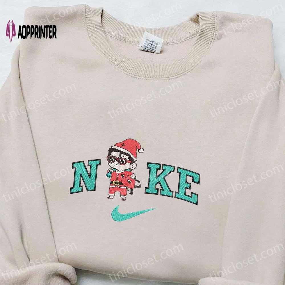 Baby benito santa and bad bunny christmas x nike embroidered sweatshirt: best gift idea for a festive christmas Embroidered Shirt