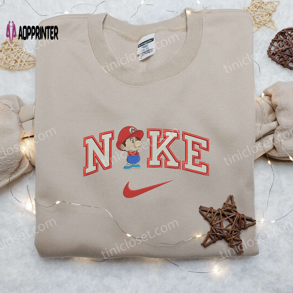 Baby mario x nike embroidered shirt – game mario design limited edition Embroidered Shirt