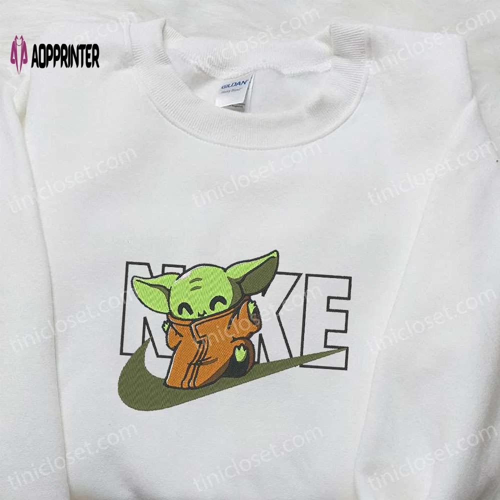 Baby yoda x nike movie embroidered tshirt – star wars inspired shirt Embroidered Shirt