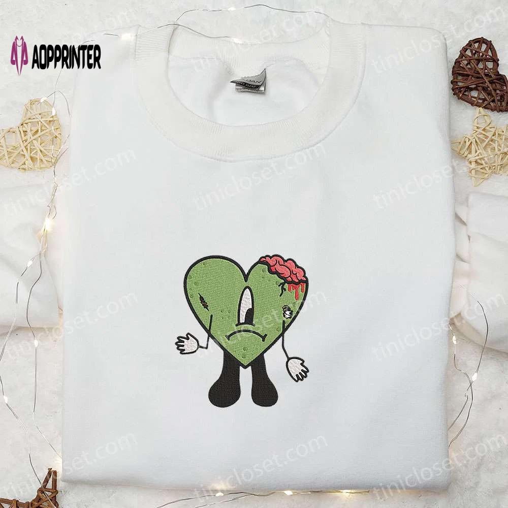 Bad bunny broken brain embroidered sweatshirt: halloween shirt best family gifts Embroidered Shirt