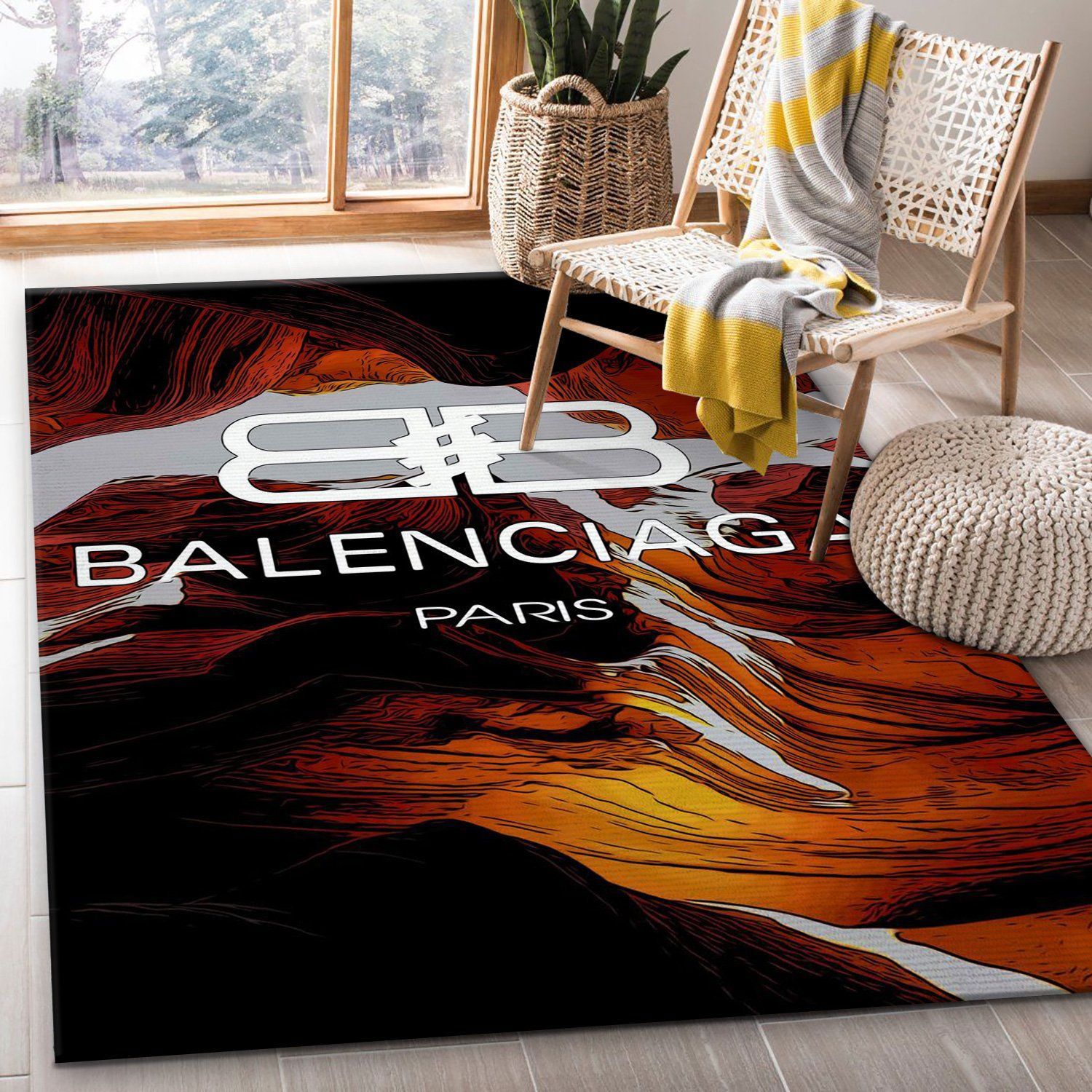 Balenciaga paris hot logo type 586. Upgrade Your Living Room with Luxury Home Decor: Area Carpets, Floor Decor, Door Mats, and Hot Gift Items with style a High-End Fashion Brand Rectangle Rug
