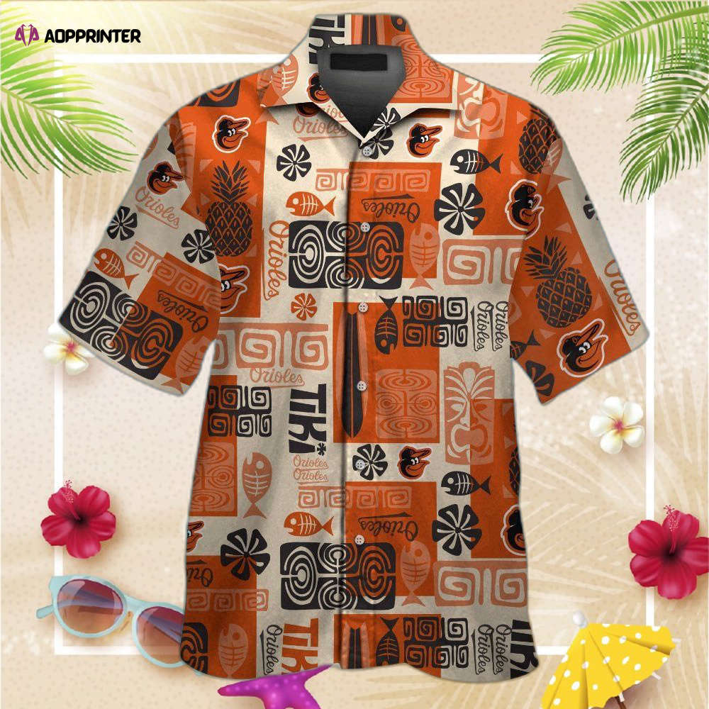 Baltimore orioles short sleeve button up tropical aloha hawaiian shirt set for men women kids Hawaii Shirt