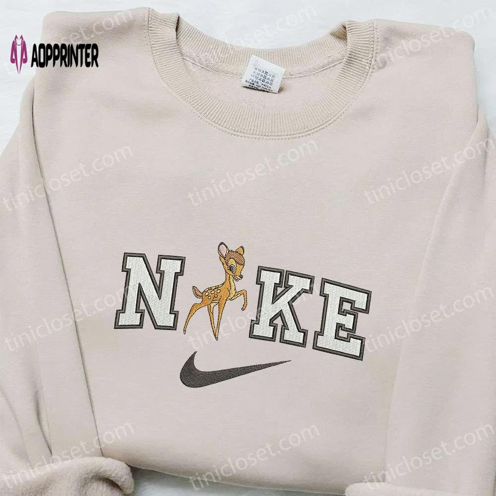 Bambi x nike cartoon embroidered sweatshirt – disney shirt nike inspired design Embroidered Shirt