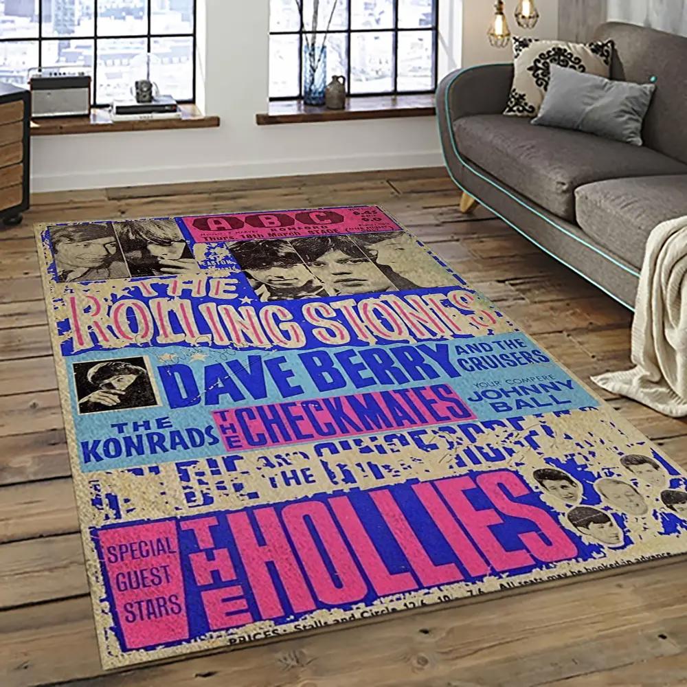 Band the rolling stones music carpet rectangle area rug for living room bedroom decor trs23 Rectangle Rug