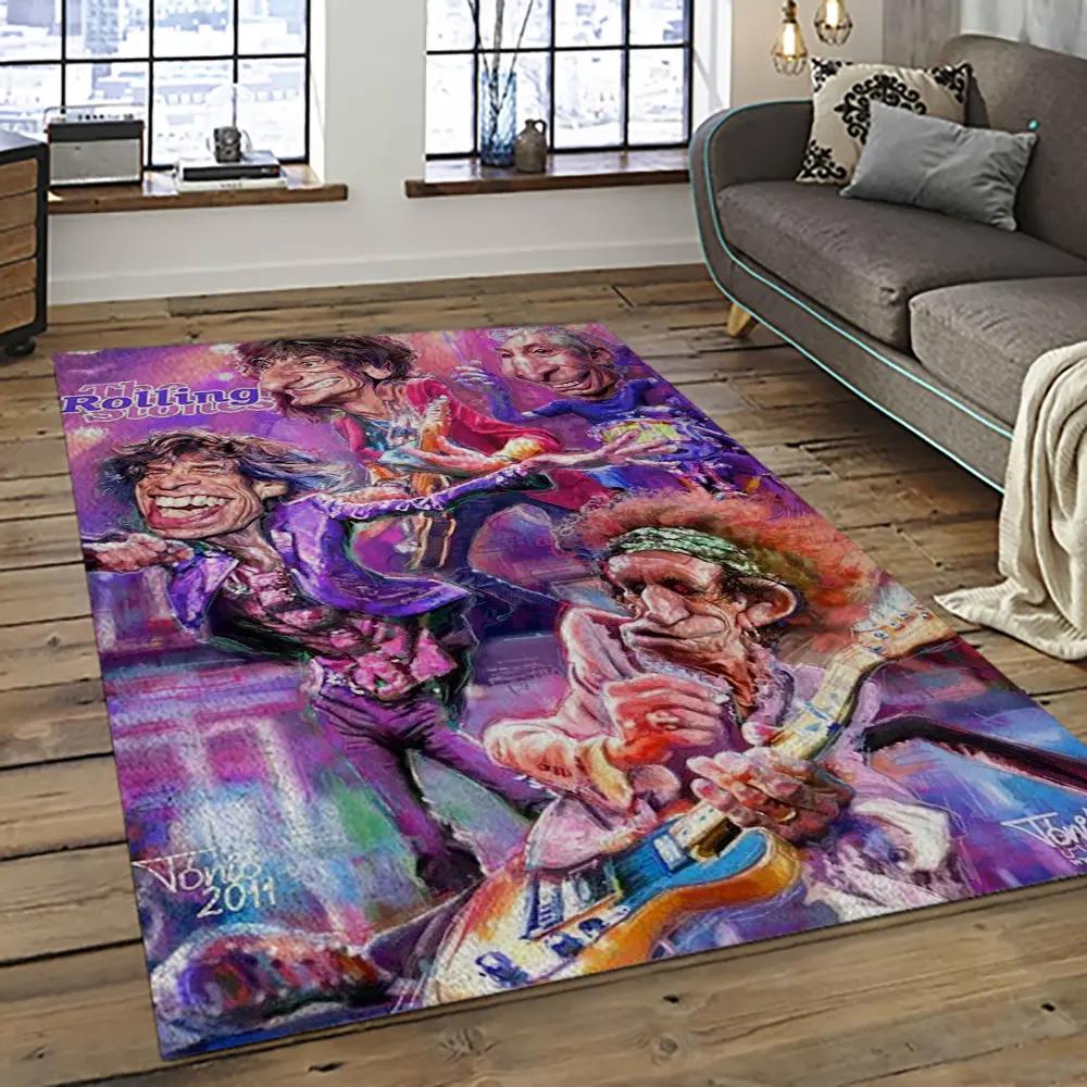 Band the rolling stones music carpet rectangle area rug for living room bedroom decor trs25 Rectangle Rug
