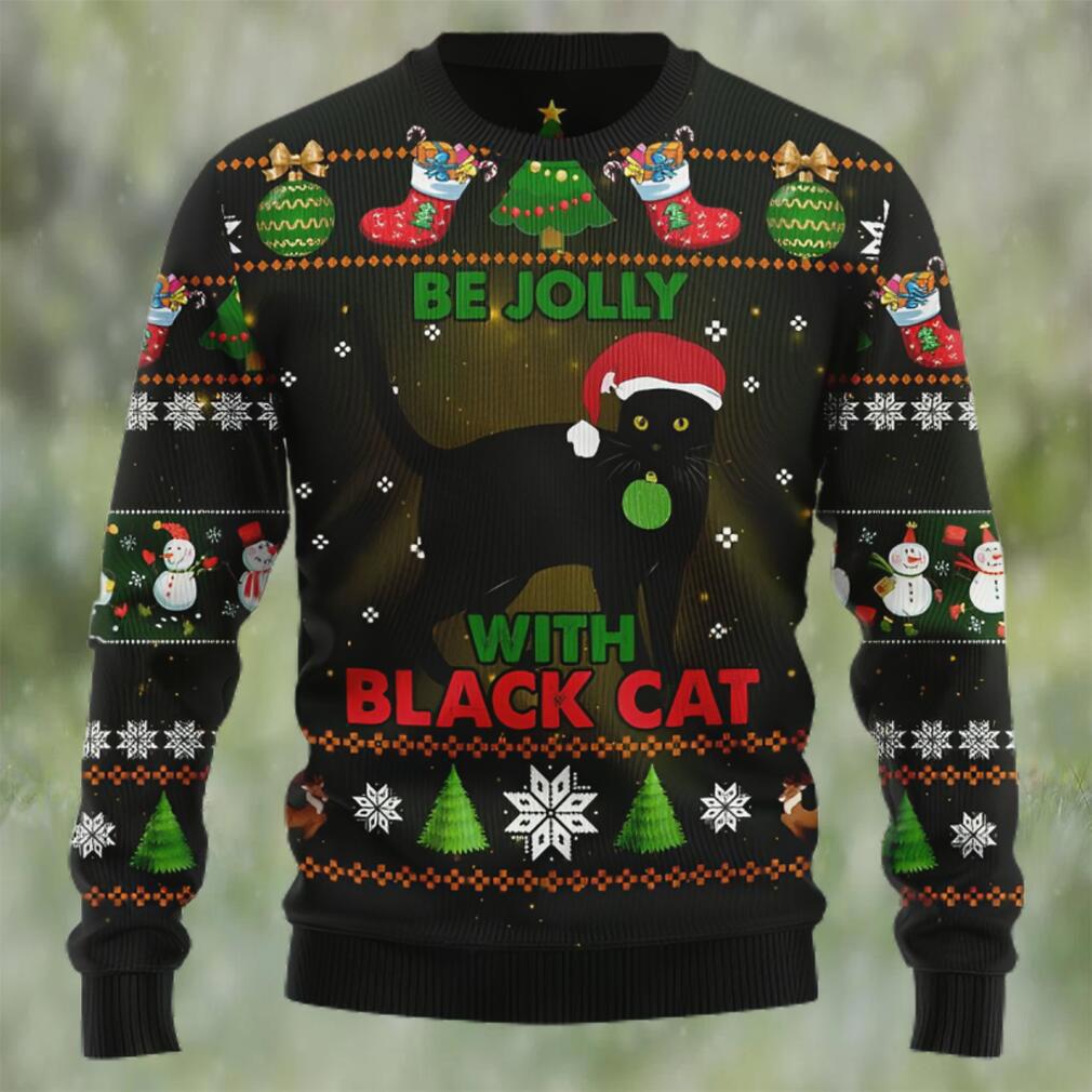 Black cat be jolly ugly christmas sweater Christmas Ugly Sweater
