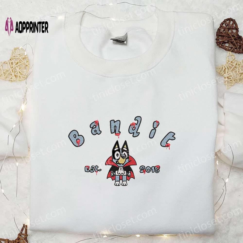 Bluey bandit-heeler halloween shirt: best family gifts 2018 Embroidered Shirt