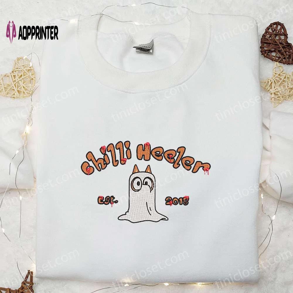 Bluey chilli heeler est 2018 halloween embroidered shirt – best family halloween gift Embroidered Shirt