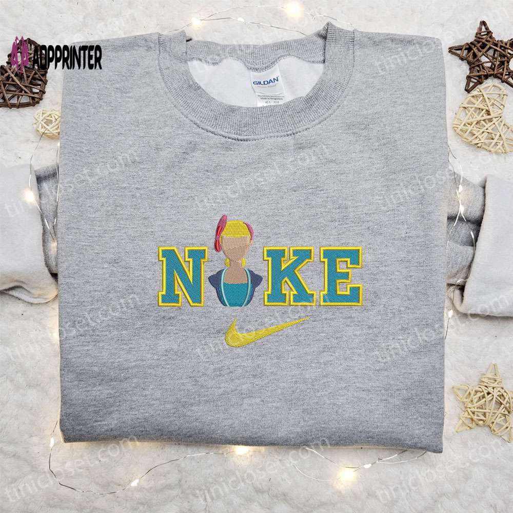 Bo peep x nike cartoon embroidered shirt – toy story inspired nike shirt Embroidered Shirt