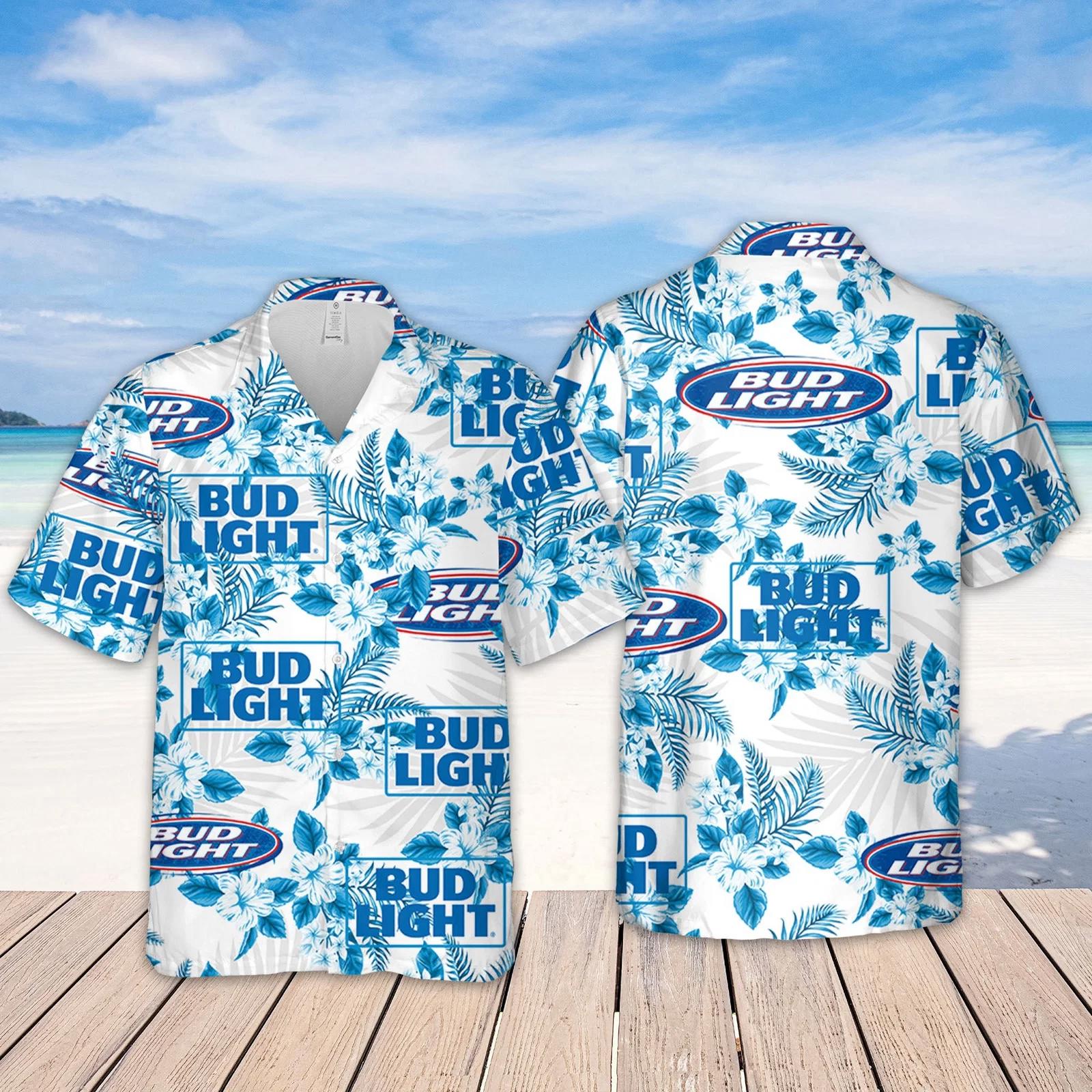 Bud light hawaiian flowers pattern shirt, hawaiian beer lover shirt, aloha unisex shirt Hawaii Shirt