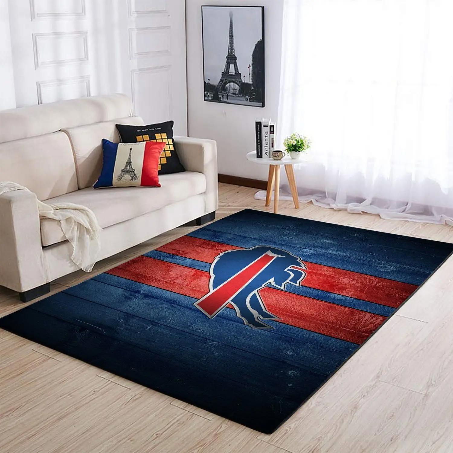Buffalo bills area rug living room rug home decor nfl football ofd v6681 Rectangle Rug