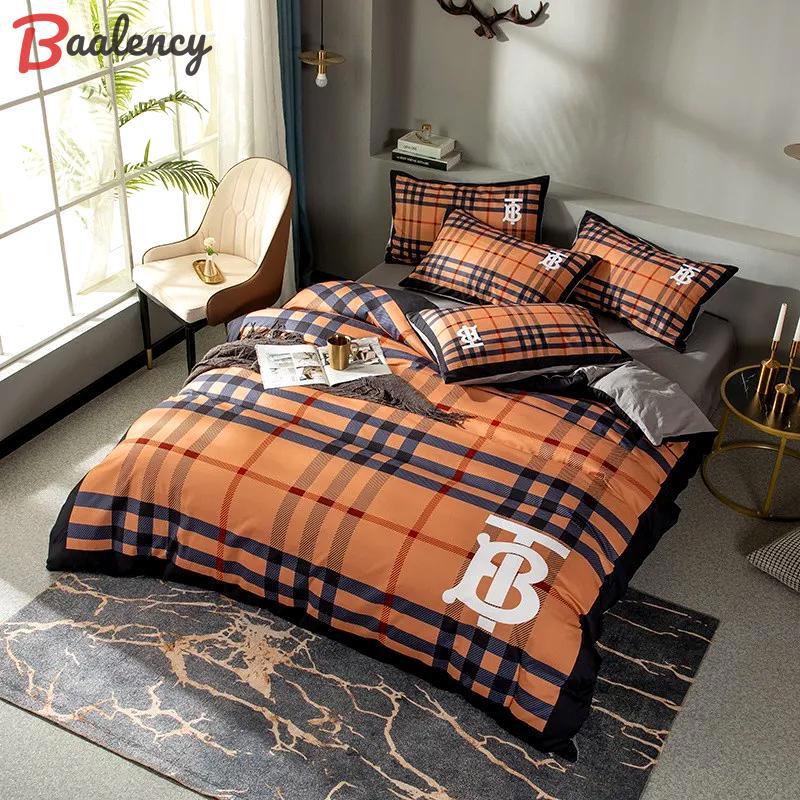 Burberry orange bedding sets 3d printed bedding sets quilt sets duvet cover luxury brand bedding decor bedroom sets best luxury bed sets gift thankgivings and christmas bedding sets