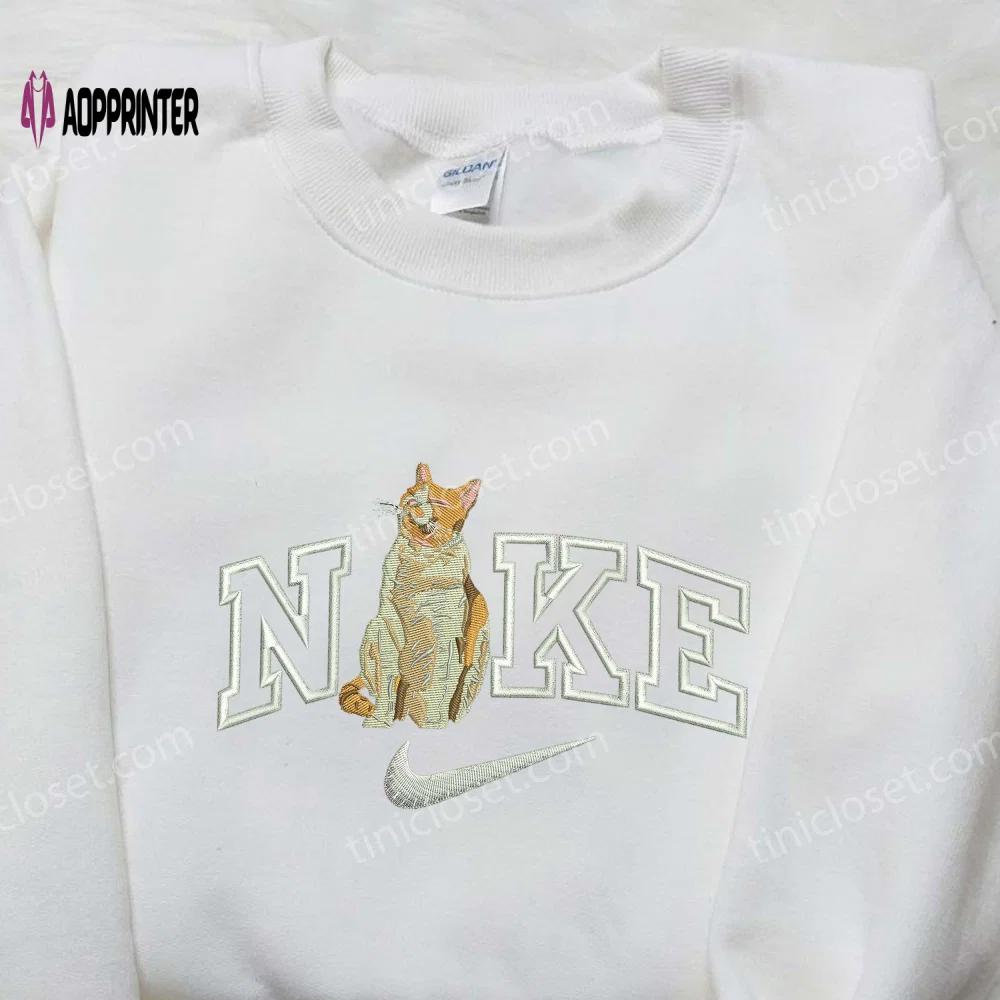 Cat pop x nike embroidered shirt – animal & custom design nike apparel Embroidered Shirt