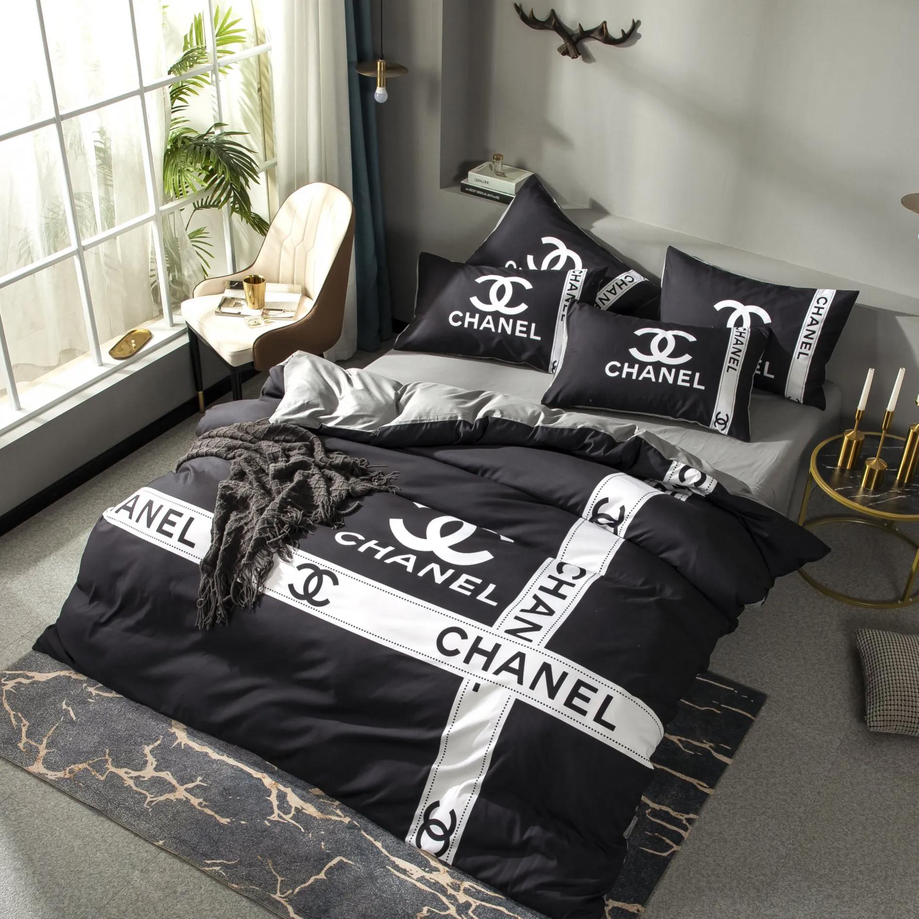 Chanel grey luxury brand high-end bedding set home decor Bedding Sets