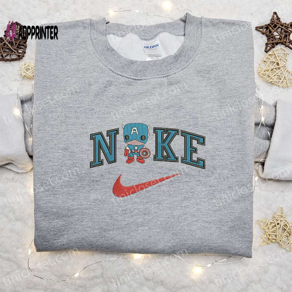 Chibi baseball classic cap men hattain america x nike movie embroidered shirt: best birthday gift idea with nike-inspired style Embroidered Shirt