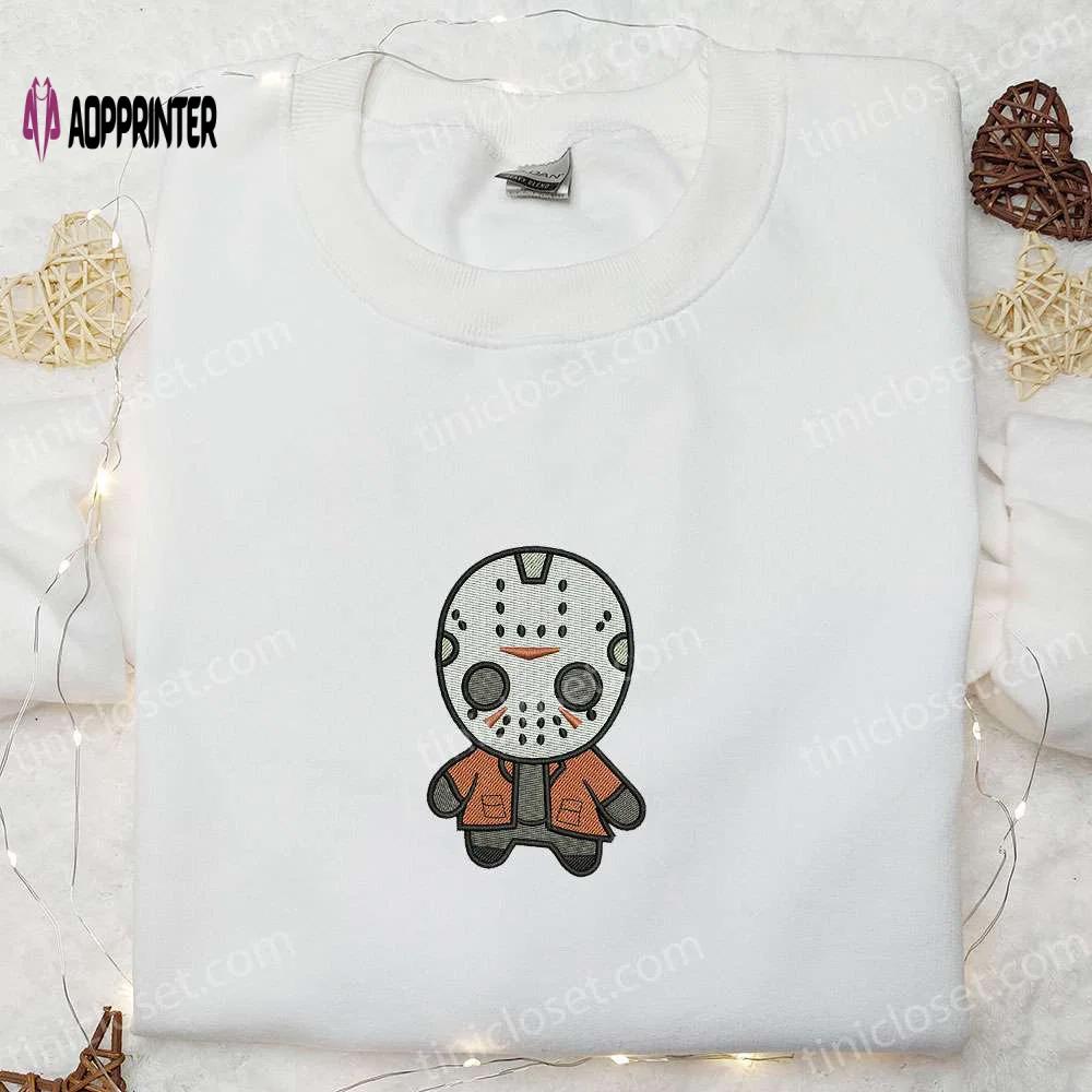 Chibi jason embroidered hoodie friday the 13th horror characters sweatshirt & funny halloween t-shirt Embroidered Shirt