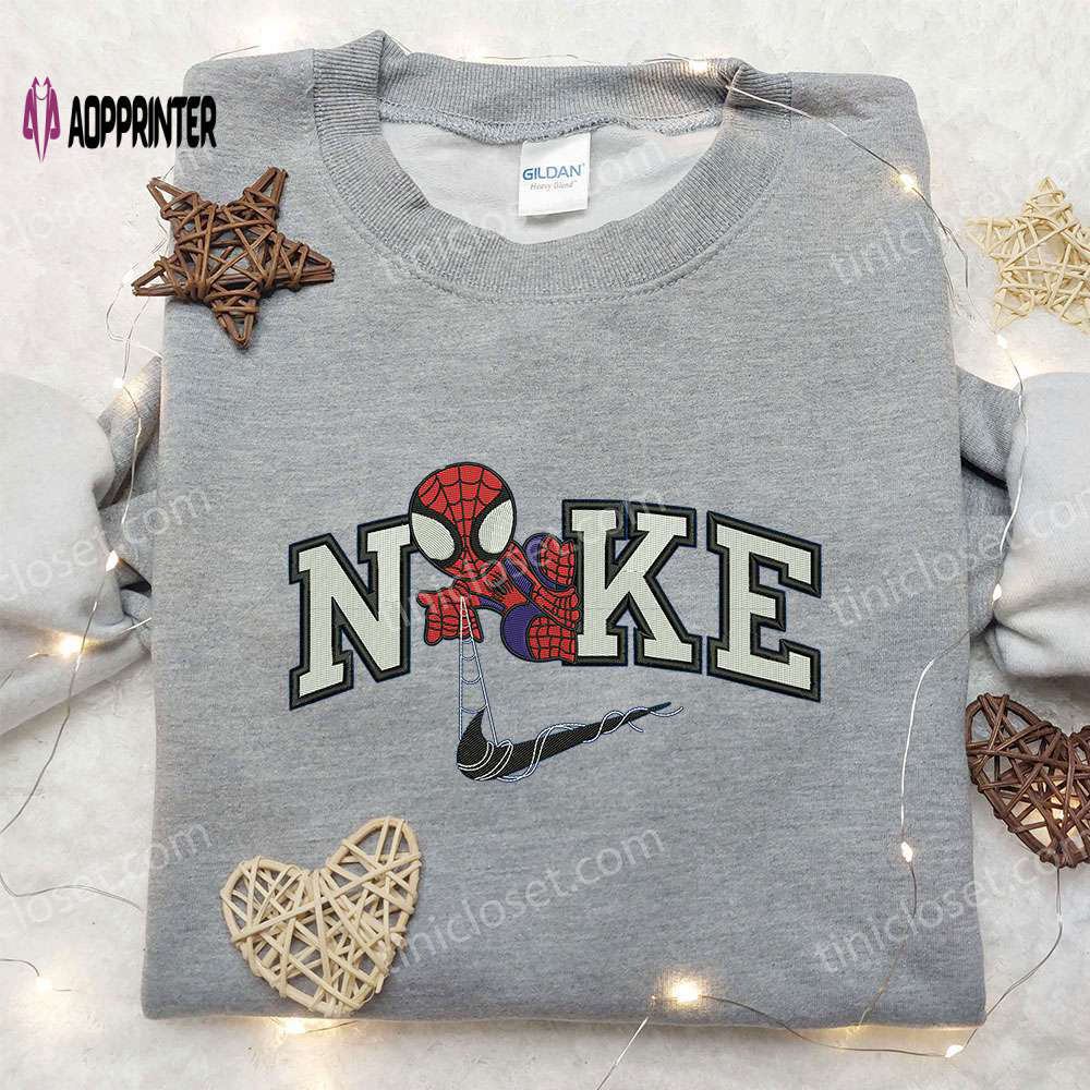 Chibi spider-man x nike embroidered sweatshirt – best family gift nike inspired shirt Embroidered Shirt