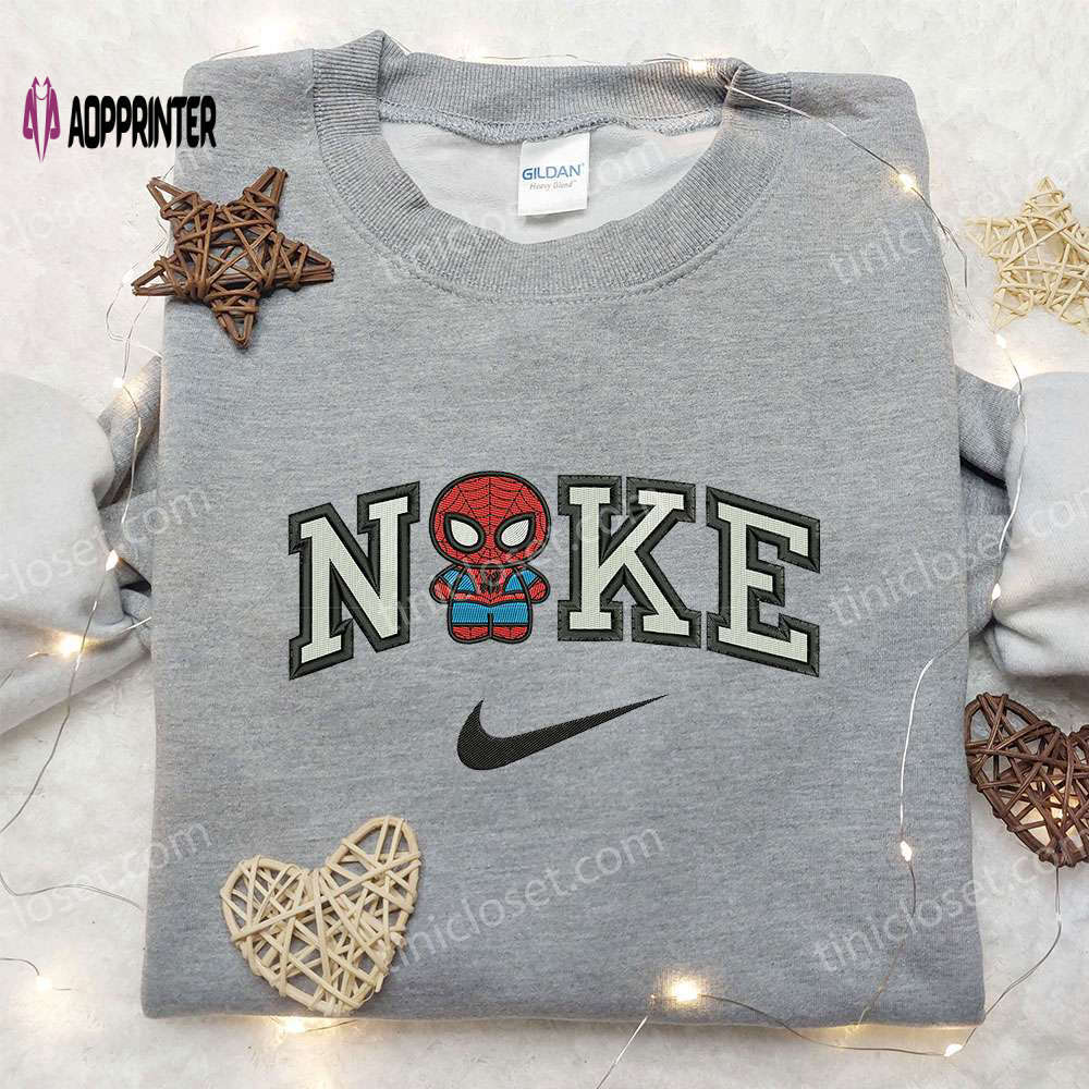 Chibi spider-man x nike embroidered sweatshirt: best nike inspired shirt for family gifts Embroidered Shirt