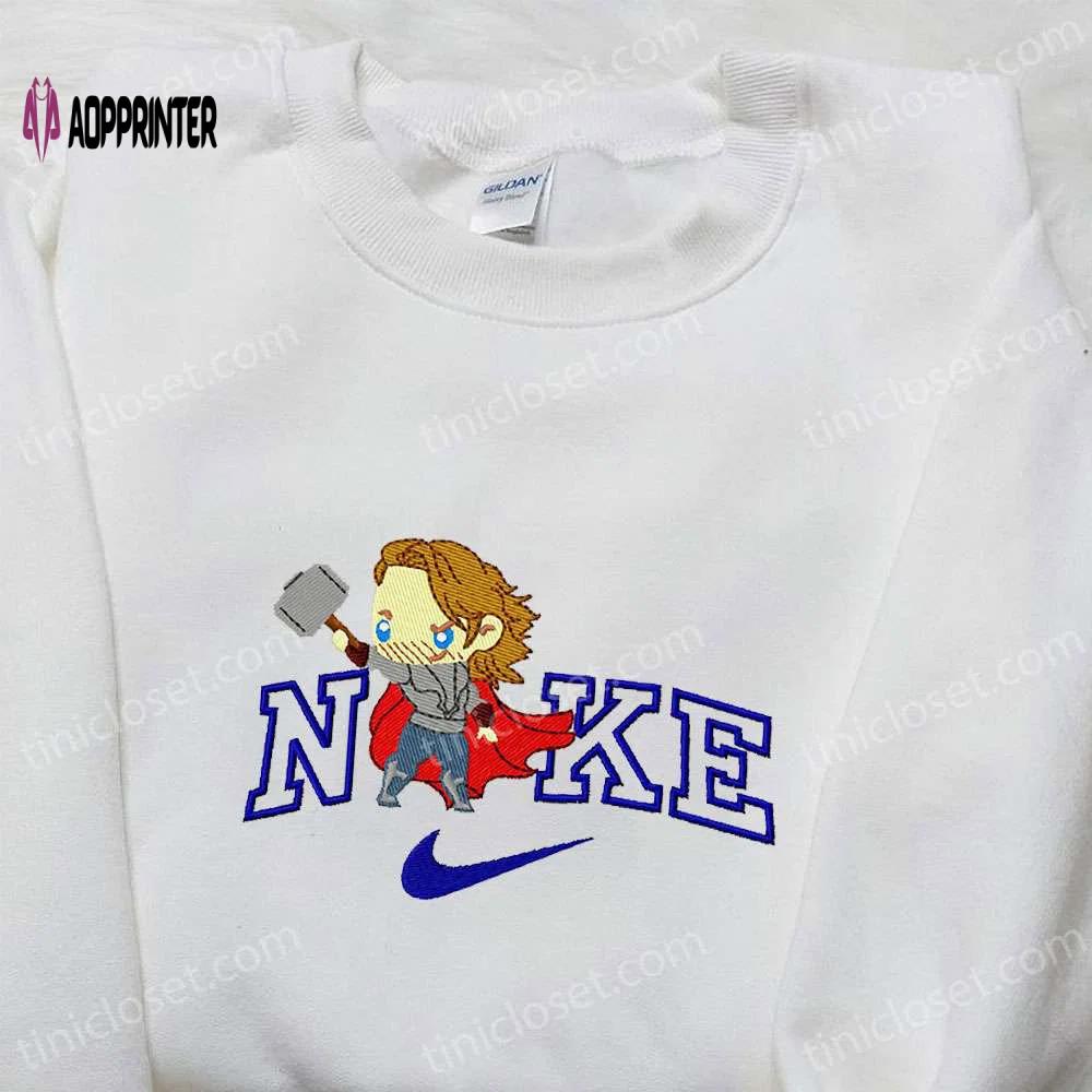 Chibi thor x nike movie embroidered shirt – marvel universe & nike-inspired design Embroidered Shirt