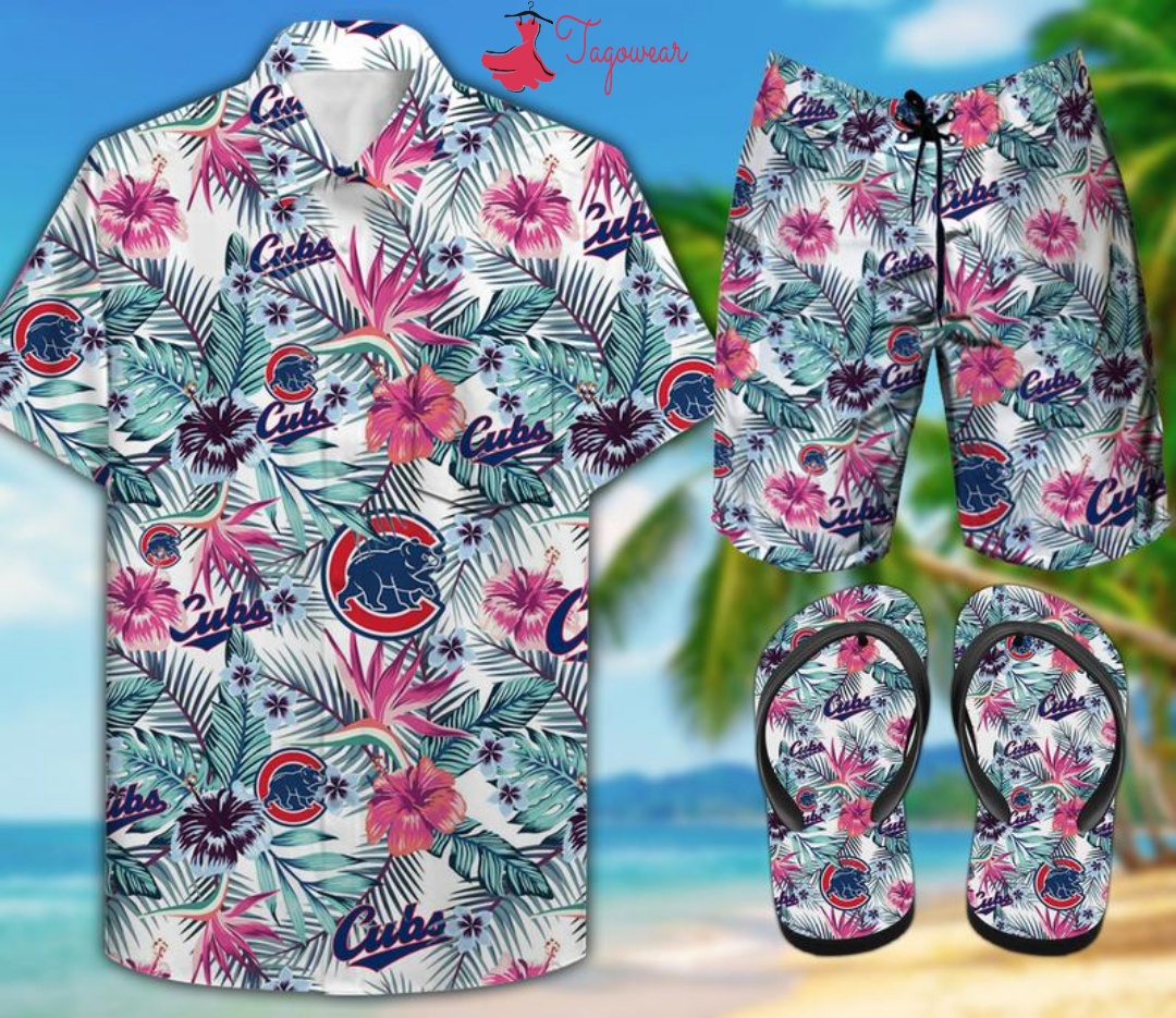 Chicago cubs combo hawaiian shirt, beach shorts flip flops luxury summer clothes style #357 Hawaii Shirt Shorts & Flip Flops