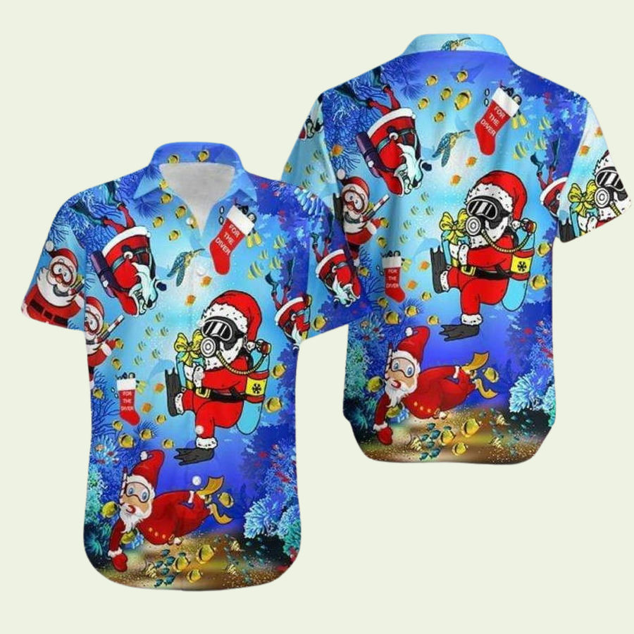 Christmas santa claus dives hawaiian shirt Hawaii Shirt Shorts & Flip Flops
