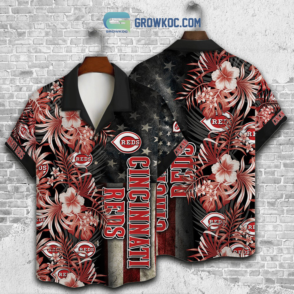Cincinnati reds mlb american flower hawaiian shirt Hawaii Shirt Shorts & Flip Flops