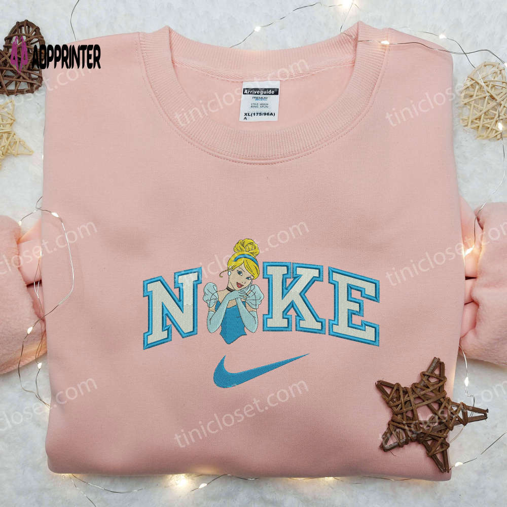 Cinderella smile x nike embroidered shirt – customized trendy apparel Embroidered Shirt
