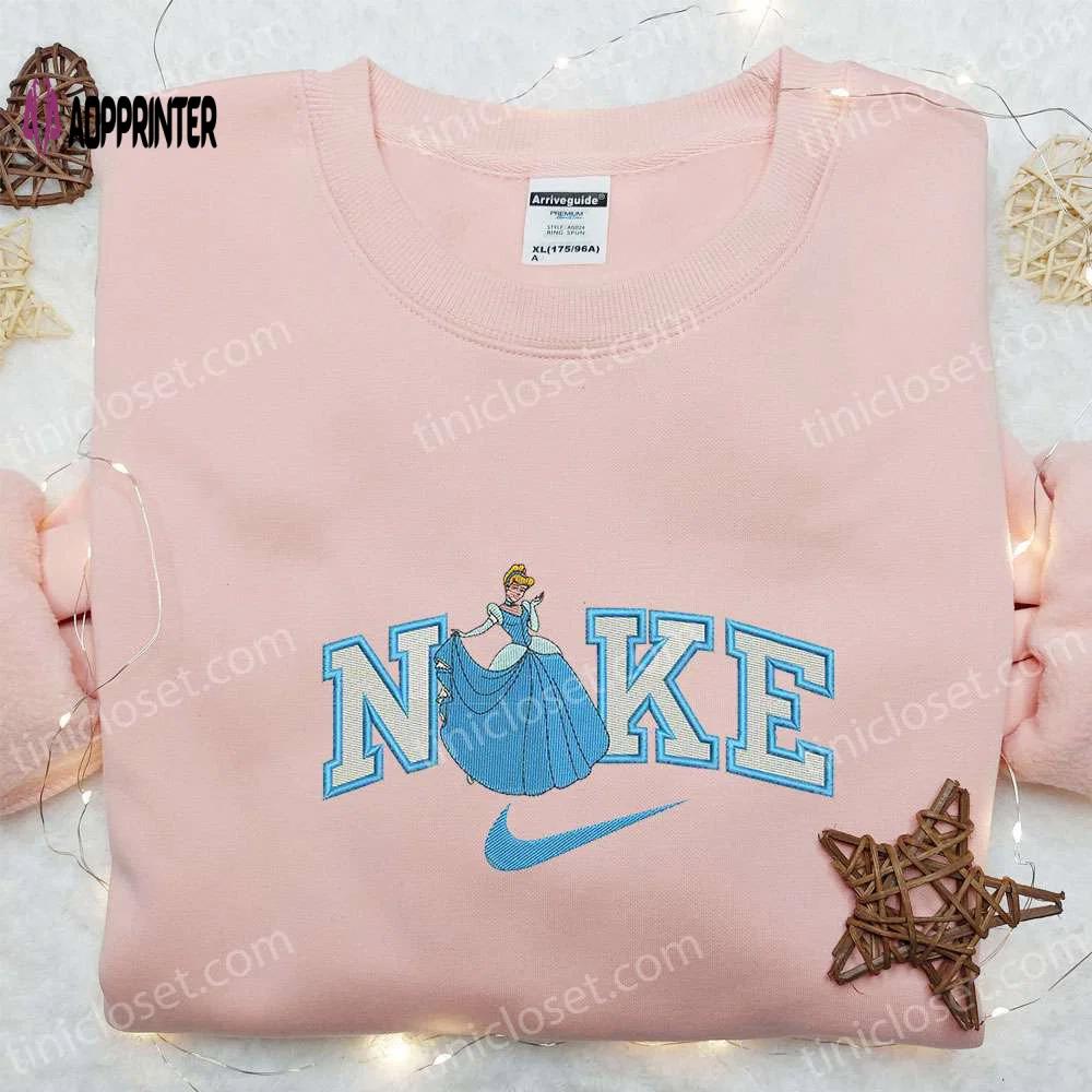 Cinderella x nike cartoon embroidered shirt: disney inspired nike branded tee Embroidered Shirt