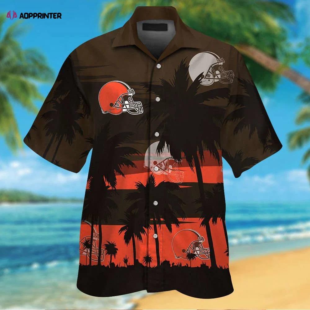 Cleveland browns short sleeve button up tropical aloha hawaiian shirt set for men women kids mte08 Hawaii Shirt