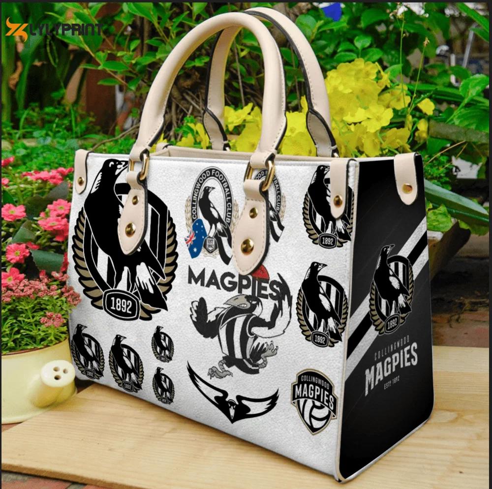 Collingwood magpies leather handbag 2 2696 Women Leather Hand Bag