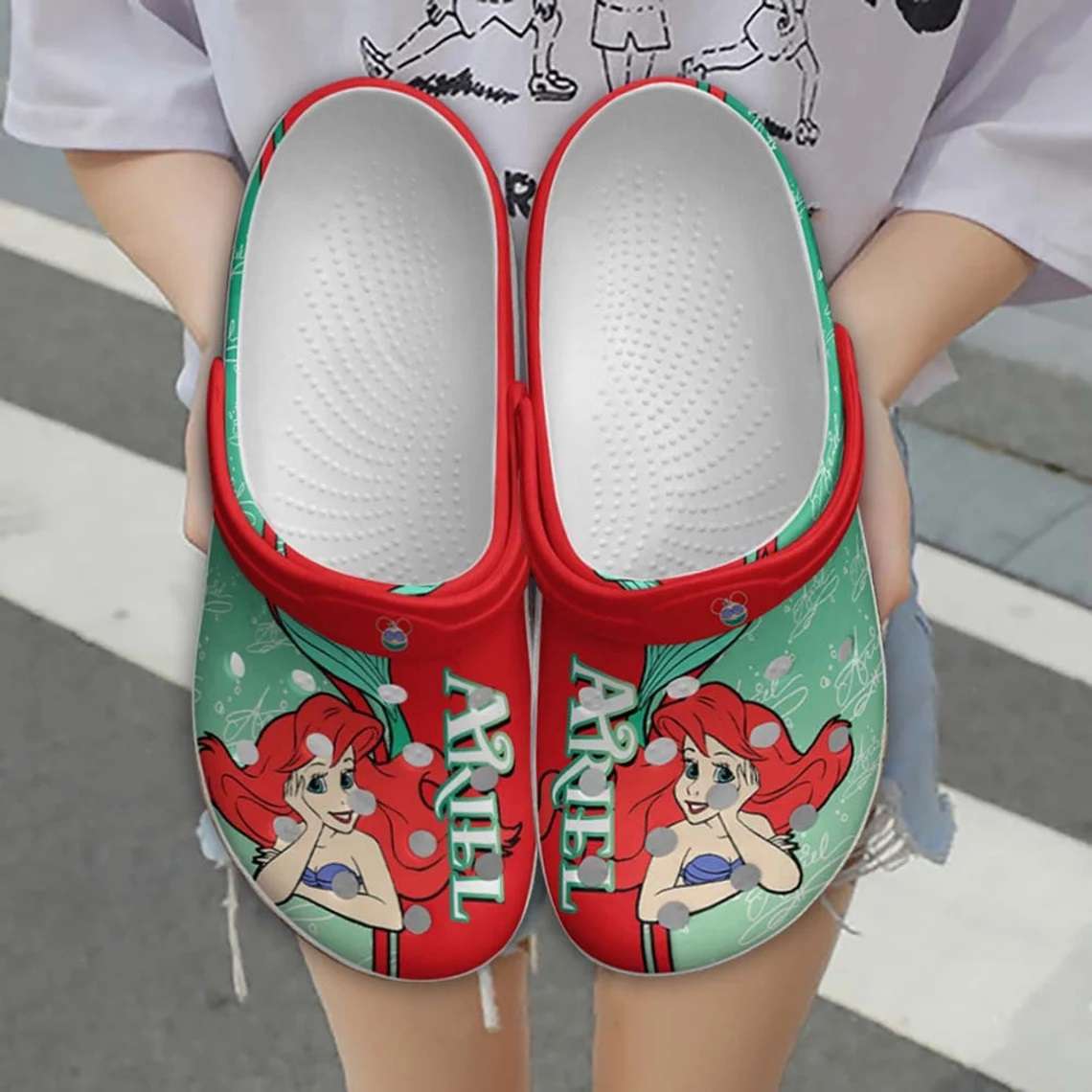 Crocs outfit - ariel princess the little mermaid strips clear red disney graphic cartoon unisex crocs clogs crocband shoes - 47 Crocs Outfit