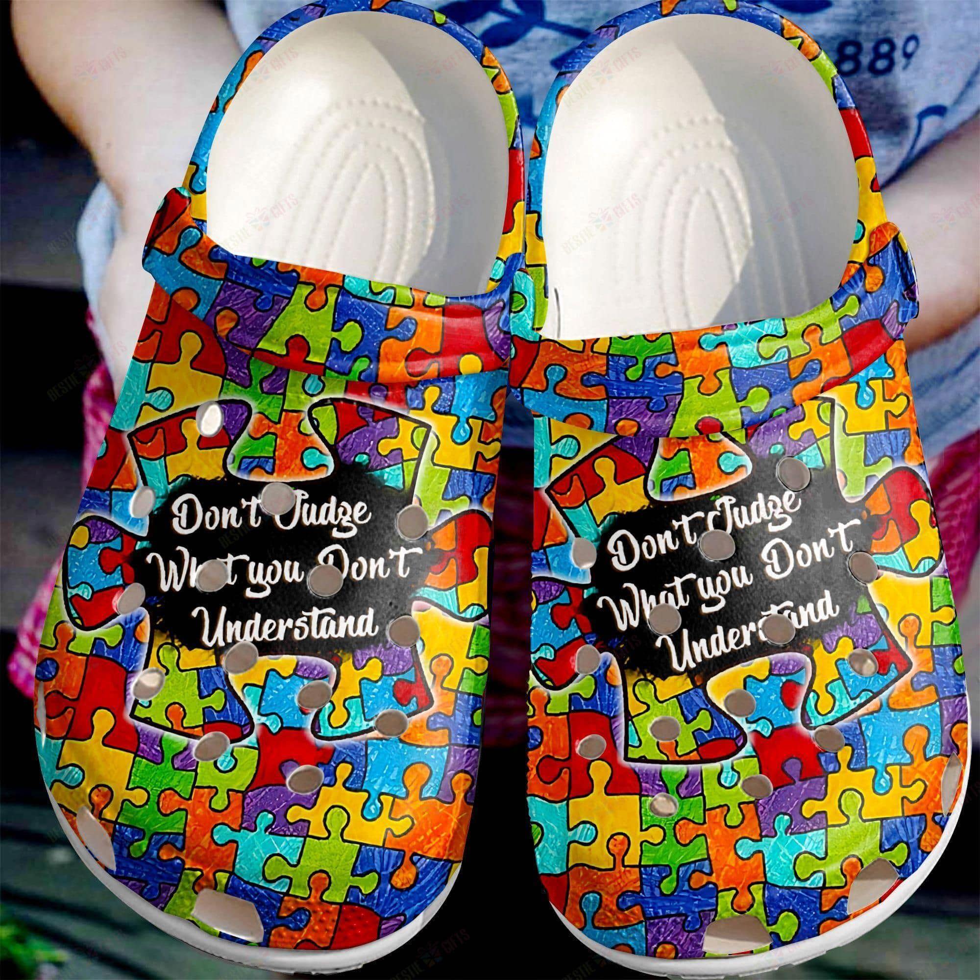 Crocs outfit - autism awareness crocs dont judge what you dont understand crocband clog shoes for men women - 67 Crocs Outfit