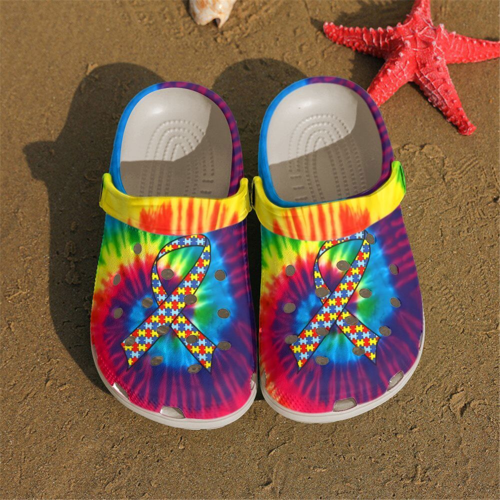 Crocs outfit - autism awareness ribbon tie dye color crocs crocband clog shoes - 153 Crocs Outfit