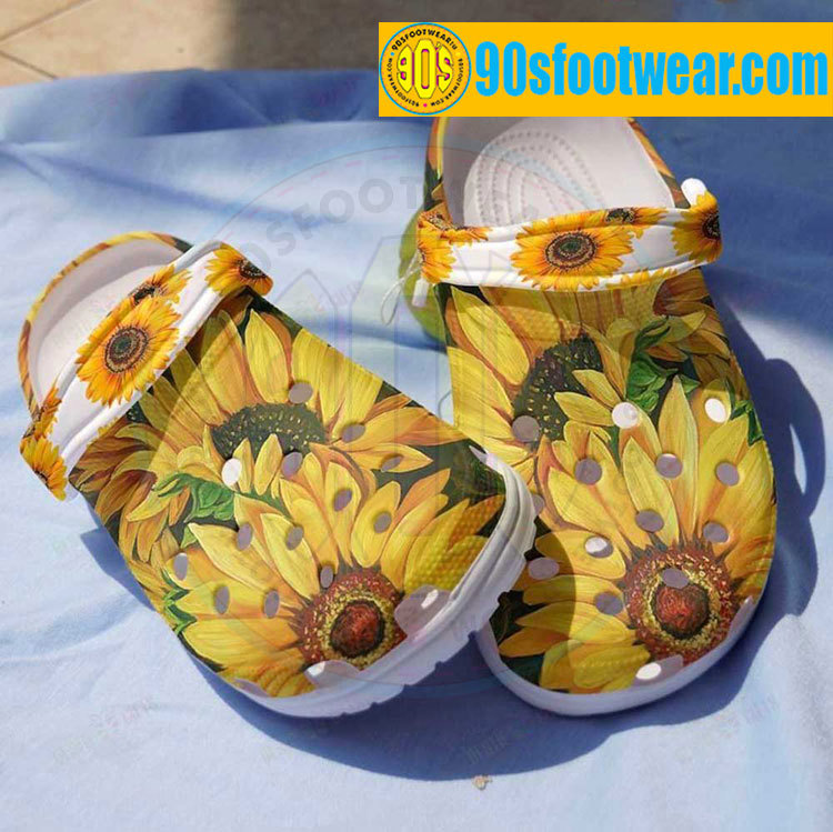 Crocs outfit - crocs with sunflowers – sunflower pattern custom classic clog - 425 Crocs Outfit