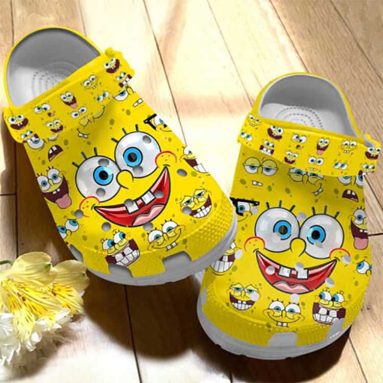 Crocs outfit - funny yellow spongebob face cartoon crocs shoes - 759 Crocs Outfit