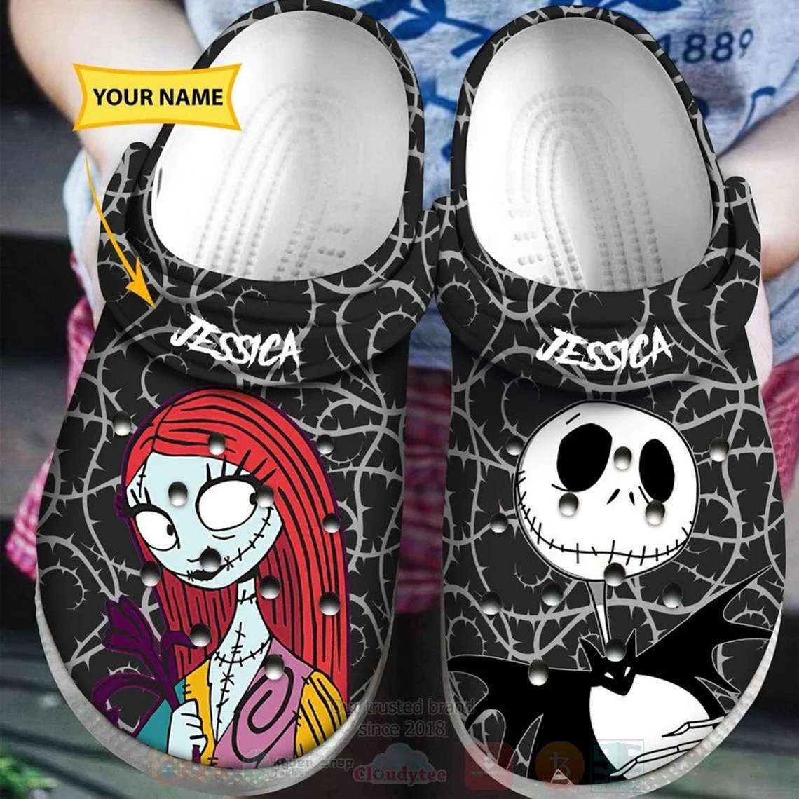 Crocs outfit - jack & sally nightmare before christmas couple custom name halloween crocs clogs crocband shoes - 1291 Crocs Outfit