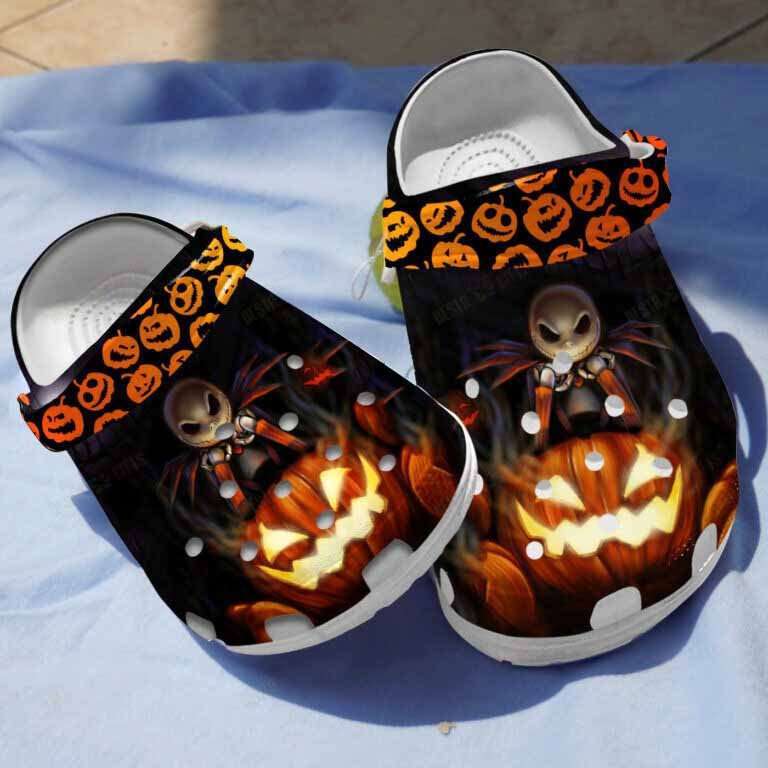 Crocs outfit - jack skellington angry pumpkin halloween crocs clogs crocband shoes - 1298 Crocs Outfit