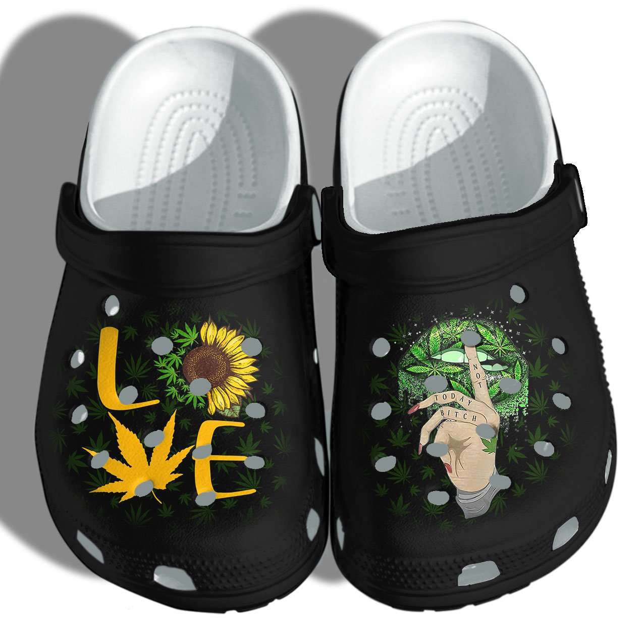Crocs outfit - love sunflower weed funny shut up lip funny weed not today crocs crocband clog shoes - 1379 Crocs Outfit