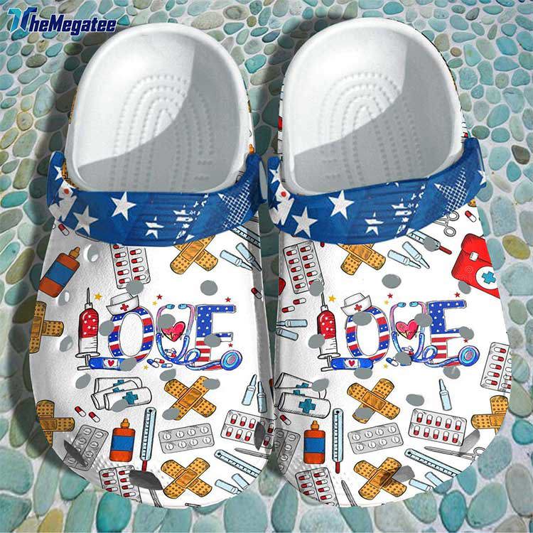 Crocs outfit - nurse love 4th of july america flag usa independence day crocs clogs shoes - 1551 Crocs Outfit