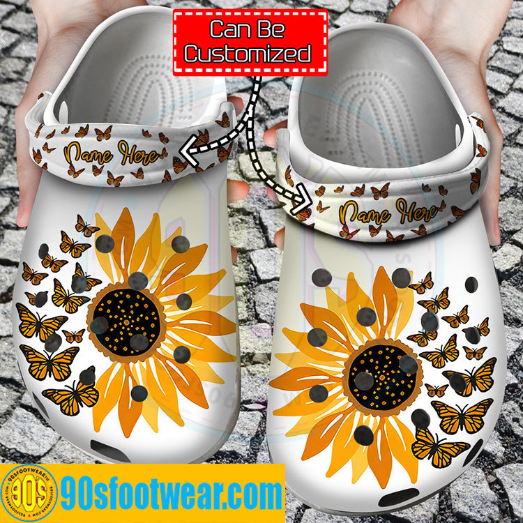 Crocs outfit - personalized crocs with sunflowers butterflies with sunflowers custom classic clog - 1688 Crocs Outfit
