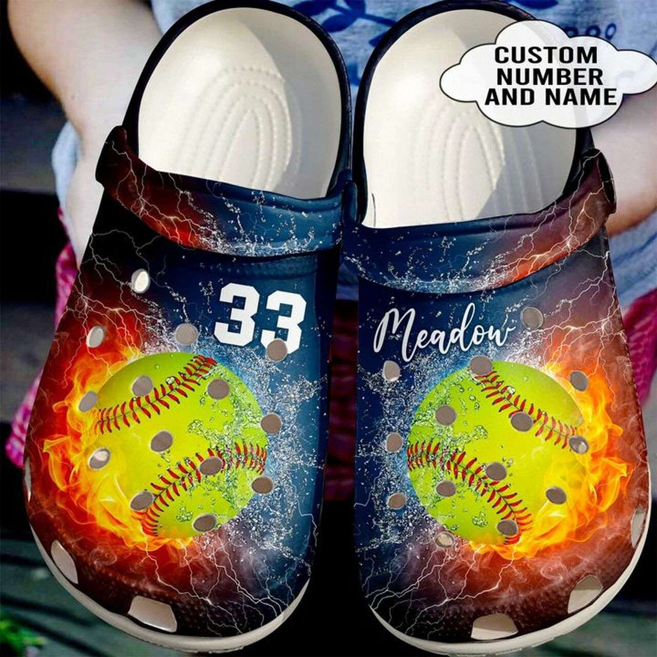 Crocs outfit - personalized fire and water softball crocs crocband clogs - 1706 Crocs Outfit