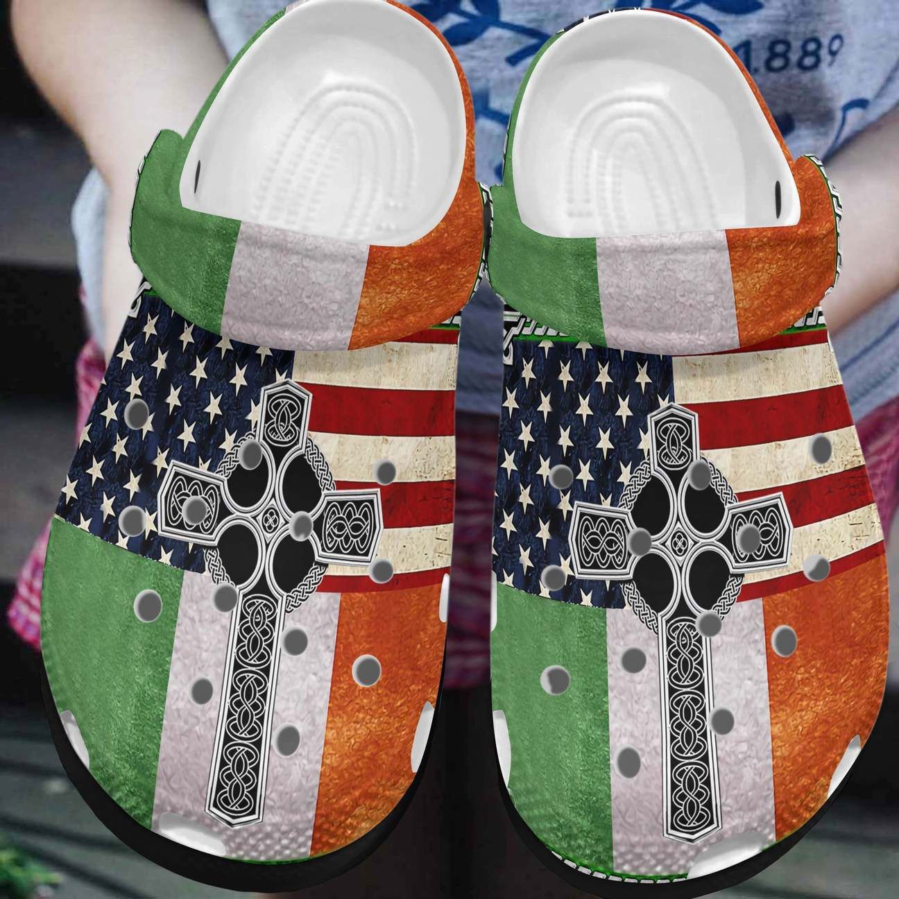 Crocs outfit - st patrick’s day american flag christian cross irish crocband crocs shoes - 2064 Crocs Outfit
