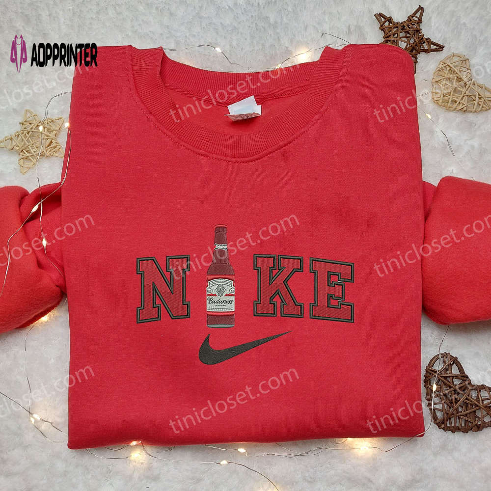 Custom budweiser beer x nike embroidered shirt: stylish alcohol-infused nike apparel Embroidered Shirt