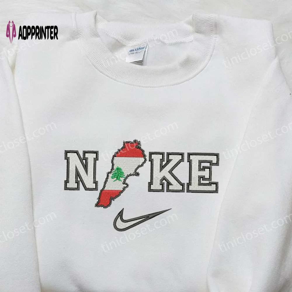 Custom nike x lebanon map embroidered shirt: national day gift ideas Embroidered Shirt