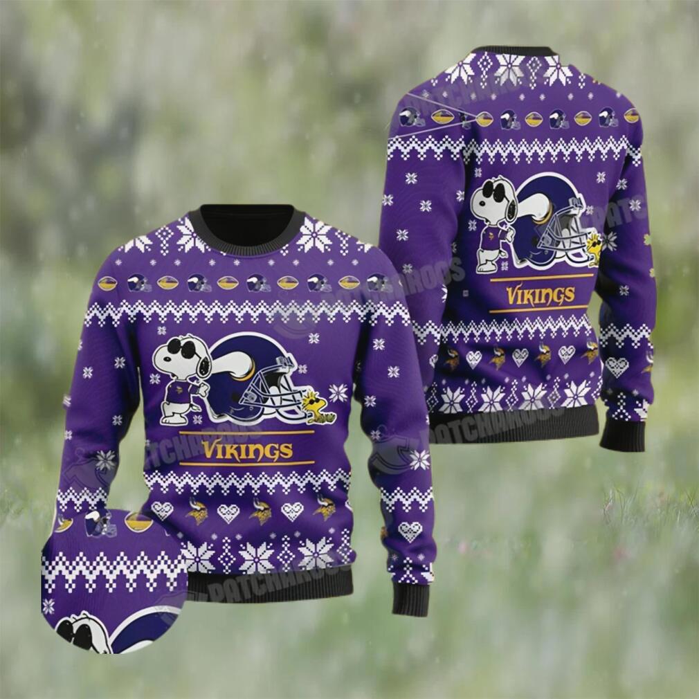 Cute the snoopy football helmet 3d minnesota vikings ugly christmas sweater Christmas Ugly Sweater