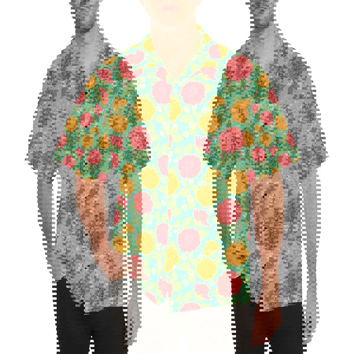 Dahlia pattern print design dh1 hawaiian shirt Hawaii Shirt Shorts & Flip Flops